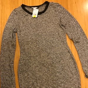 Black and Grey Striped Bodycon Dress (NWT)